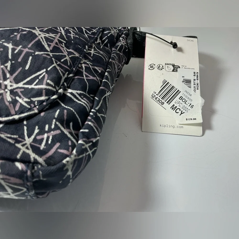Kipling Men's Black and White Patterned Messenger Bag